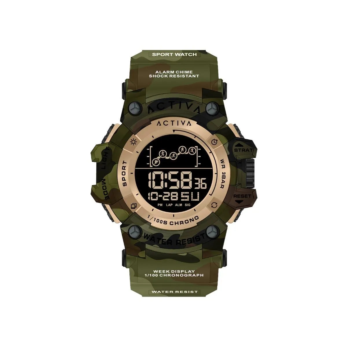 Activa Summit X Invicta Digital Unisex Watch 50mm Army Green Camouflage ACW8082-021
