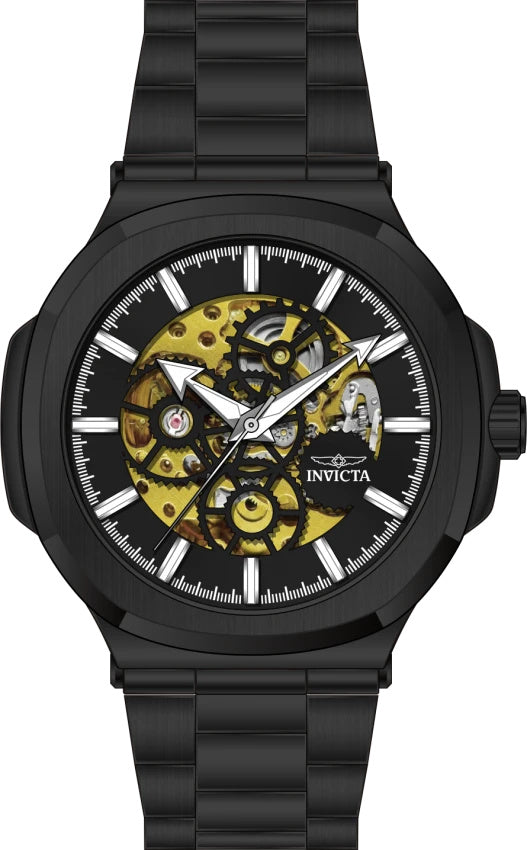Invicta Objet D Art Men's 43.5mm Black Skeleton Black Band Watch 70007 front view
